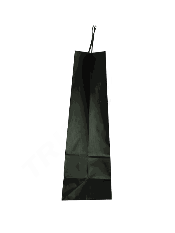Bolsa de papel con asa arrugada negra, celulosa, 27x12x37 cm, 25 piezas