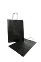 Bolsa de papel con asa arrugada negra, celulosa, 27x12x37 cm, 25 piezas