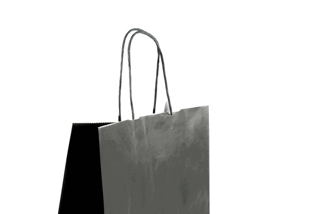 Bolsa de papel con asa arrugada negra, celulosa, 27x12x37 cm, 25 piezas