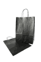 Bolsa de papel con asa arrugada negra, celulosa, 27x12x37 cm, 25 piezas