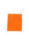 Bolsa de papel de celulosa con asa rizada naranja 22X29X10 CM - 25 unidades