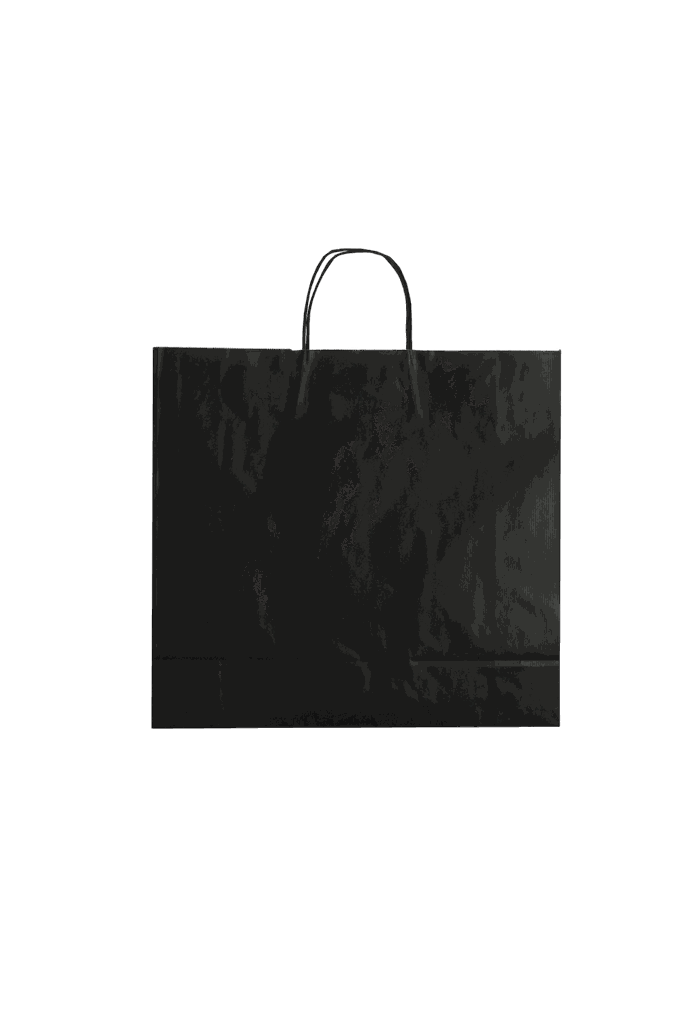 Bolsa de papel de celulosa con asa rizada negra 45X15X49 25 unidades