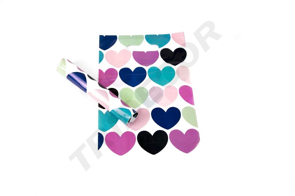 Bolsas de plástico con asa troquelada 25X35cm Corazones 100 unidades