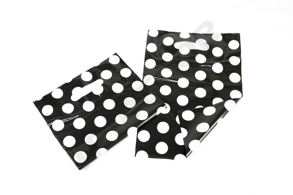 Bolsa de Plástico Asa Troquelada 25X35cm Punto Blanco 100und/pq