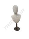 Busto de Pecho Corto Hombre con Base de Madera