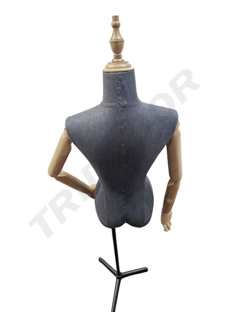 Busto Gris de Mujer con Base Negro