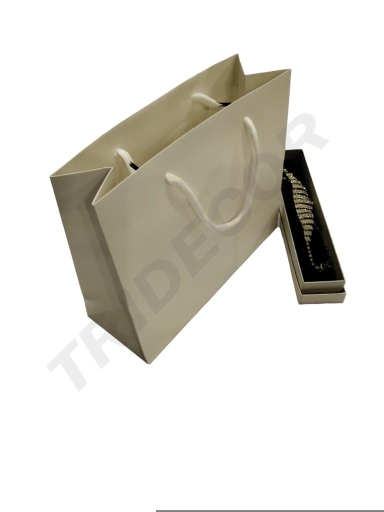 Bolsas de lujo con asa de cordón 25X9X20cm Blanco 12 unidades