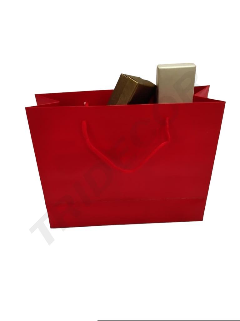 Bolsas de Lujo con Asa de Cordón 25X9X20cm Rojo 12 unidades