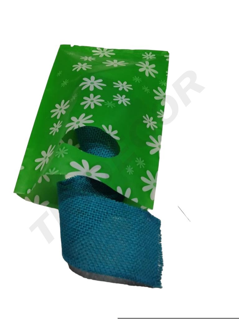 Bolsa de Plástico Verde con Margaritas 16x25cm 100 unidades