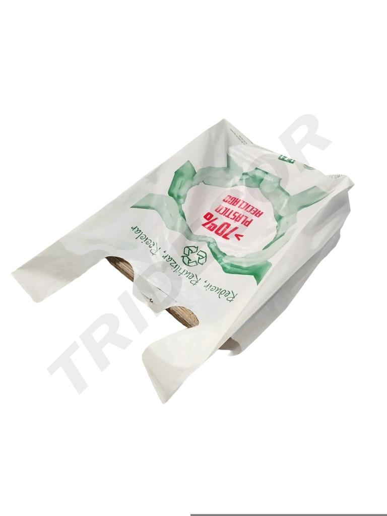 Bolsa de plástico blanca para camiseta con logo, 70% reciclada, 50X60 CM