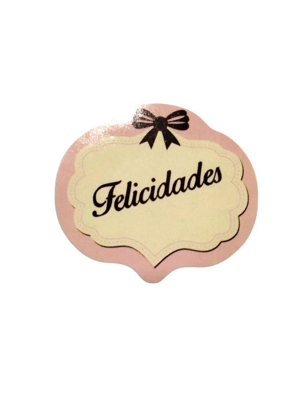014056-Etiquetas-“Felicidades”-Blanco/Rosa-250-unidades-tridecor