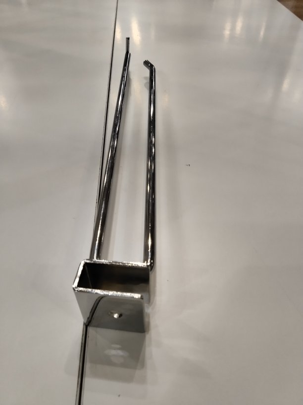 Gancho de cromo con soporte de precio para tubo rectangular 35 cm 8 mm