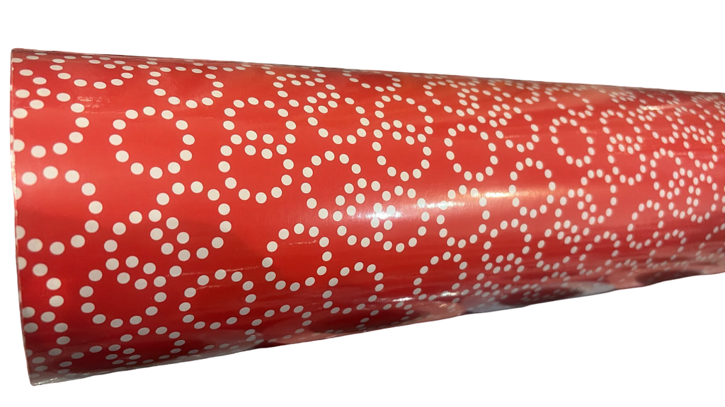 Papel de Regalo Rojo Con Circulos Blancos 62 cm