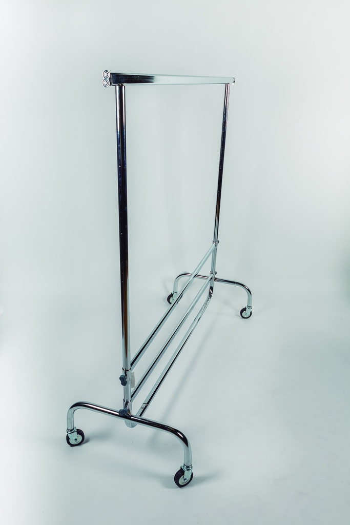 Perchero plegable con ruedas 150x50x160 cm cromo