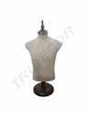 配木盖无手臂纯色男麻布带实木大圆底盘 Busto Hombre de Lino Con Base Madera