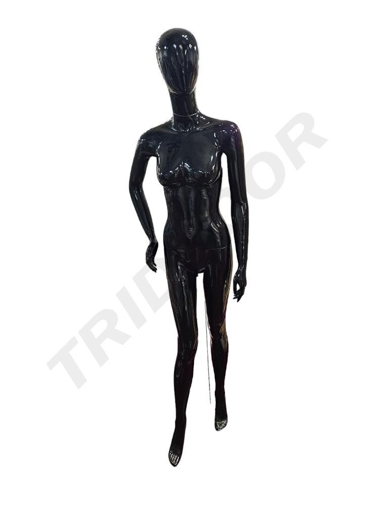 Maniquí Mujer Negro Brillo Sin Facciones