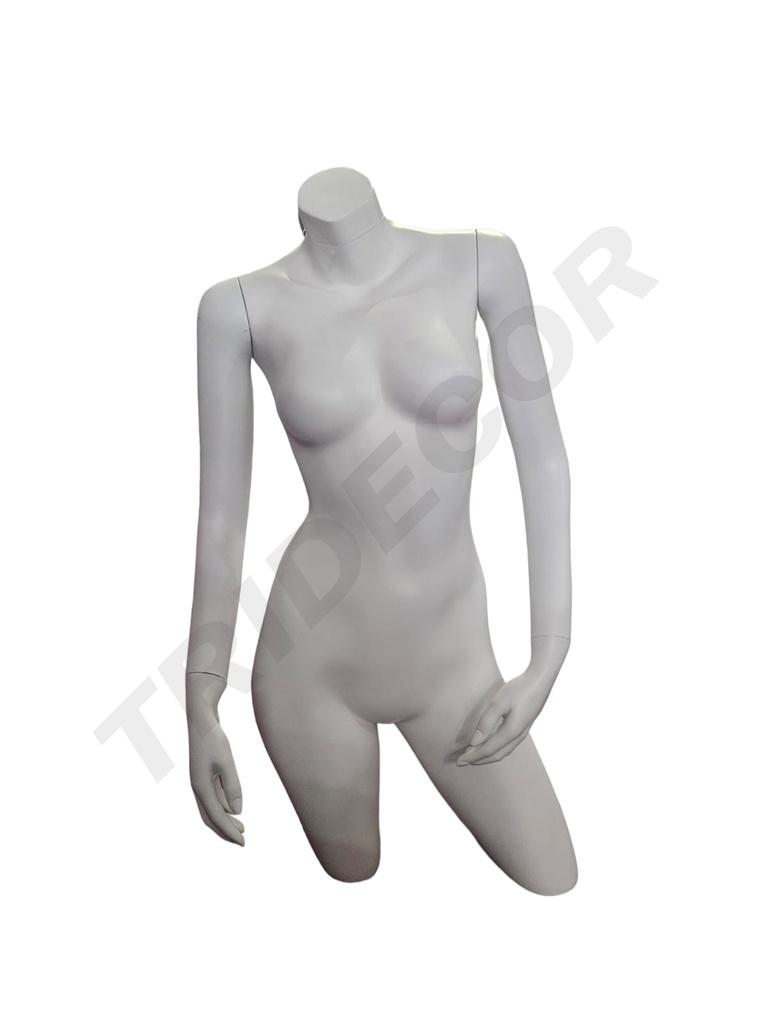 Busto De Mujer De Fibra Blanco Mate Con Brazos