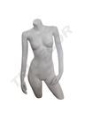 Matte White Fiber Woman Bust with Arms