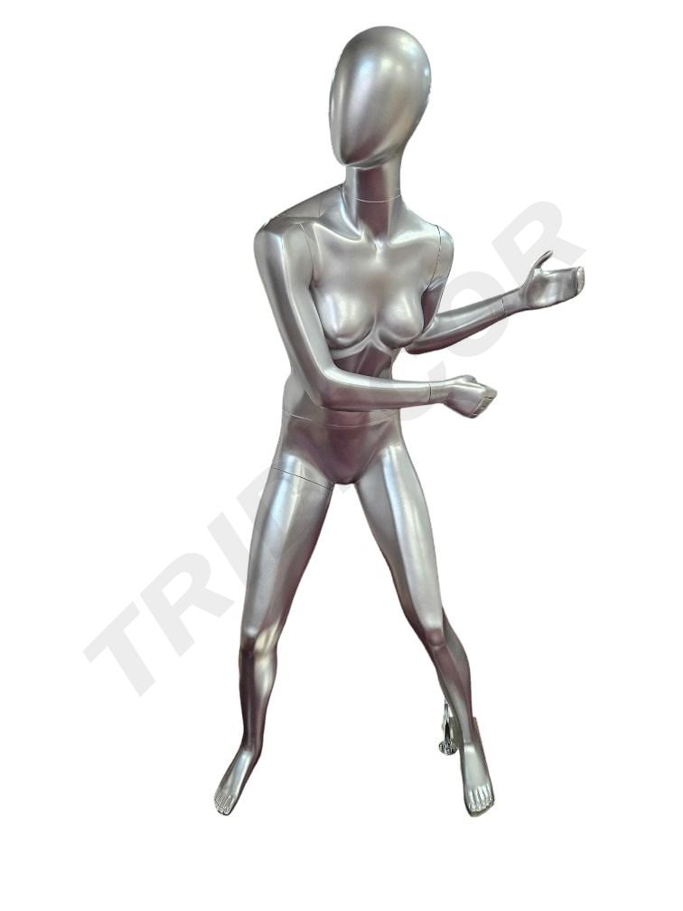 Maniquí De Mujer Deportista Color Plata