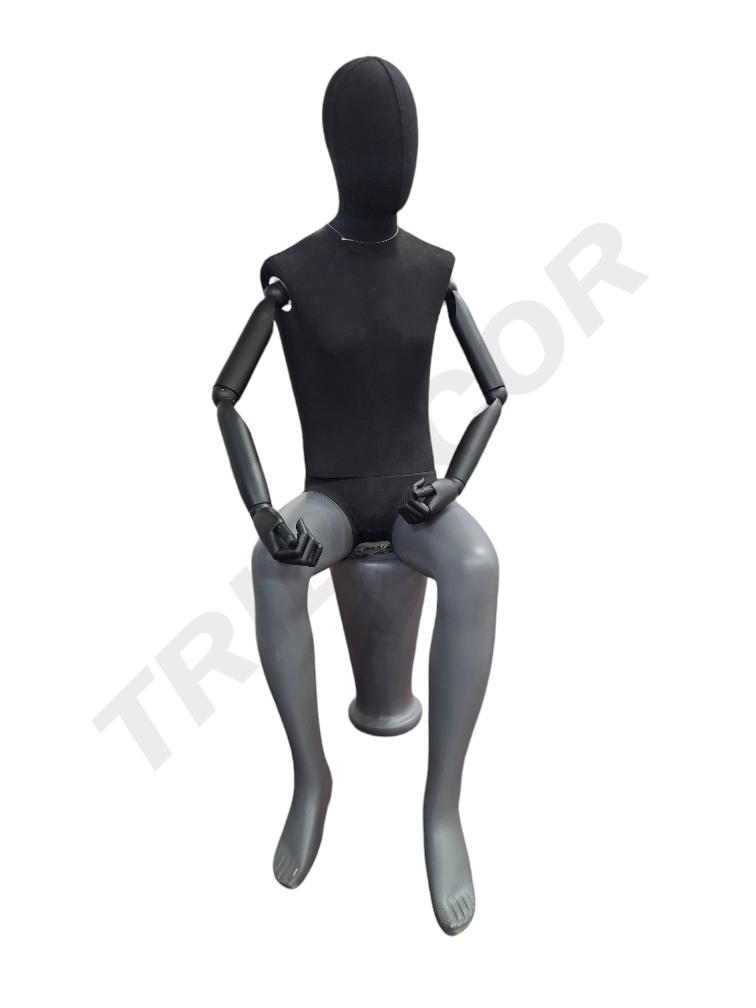 男黑色包布坐模 Maniqui Hombre Sentado Lino Negro