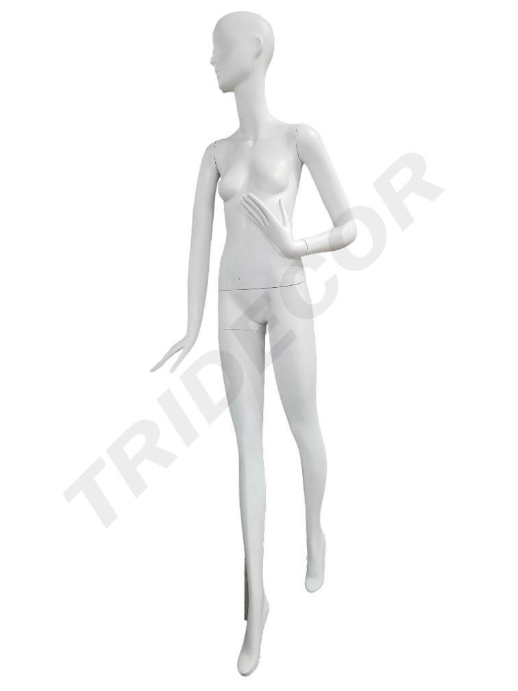 白色亚光高女模特 Maniqui Mujer Blanco Mate Base Acero Inox