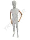 男模特 双腿立直 配原木色手臂 Maniqui Hombre Blanco Mate Blazo Claro Base Acero Inox