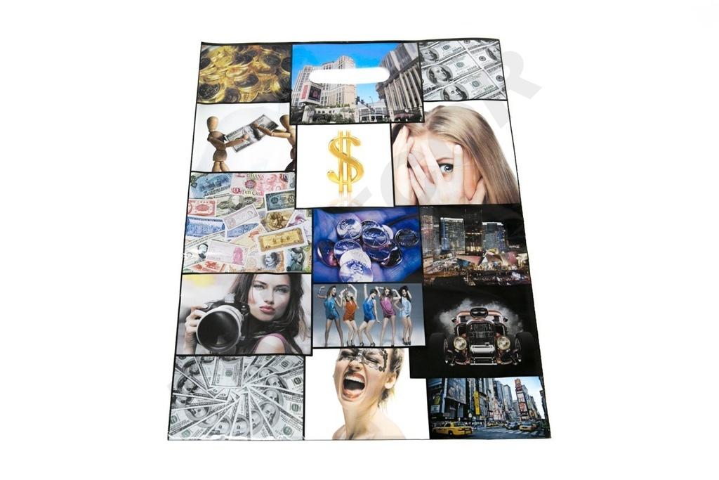 Borsa di plastica con manico fustellato 25X35cm Foto a colori 100 unità/pacchetto