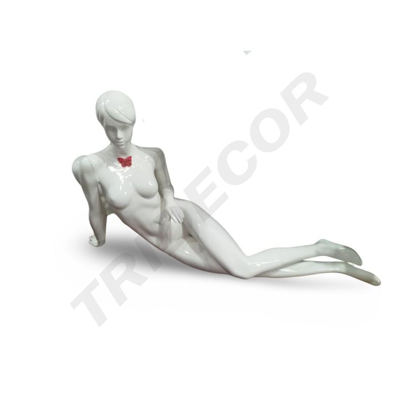 Manequim Feminino de Fibra de Vidro em Branco Brilhante