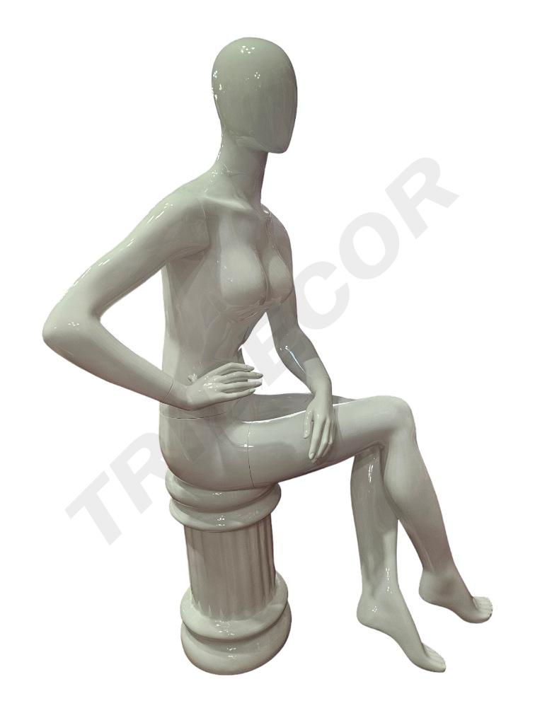 女坐模白色亮光 M/Maniqui de Mujer Color Blanco Brillo