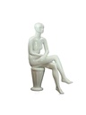 Seated Female Mannequin in Glossy White with Face