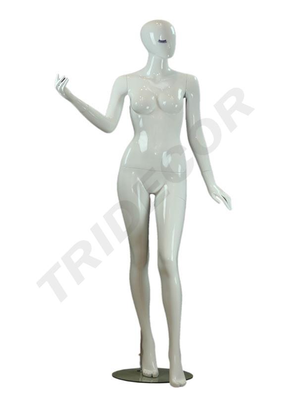 Maniquí Sin Rostro Blanco Brillo Con Pestaña Azul