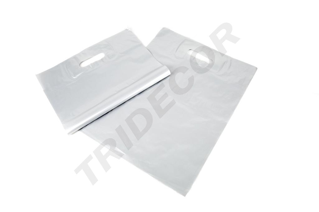 Borsa argento con manico fustellato 35X45 CM 100 Unità