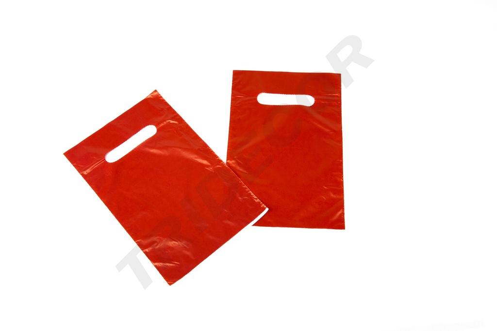 Sac rouge avec poignée découpée 16X25 cm 100 unités