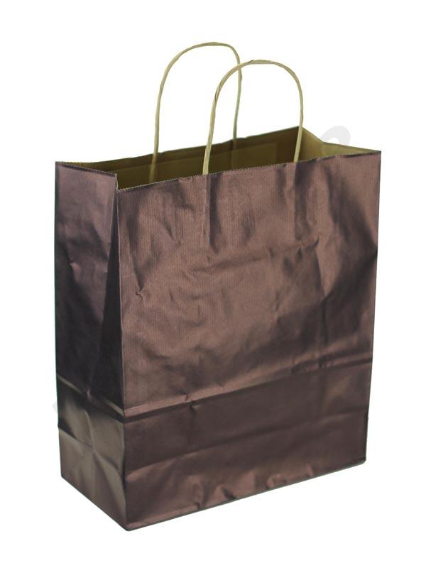 Sac de hârtie kraft albastru închis cu mâner ondulat, 30X24X11 cm, 25 de unități