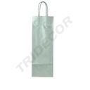 Borsa di carta con manico a coulisse in argento per bottiglia di vino 36X13+8.5 cm 25 unità