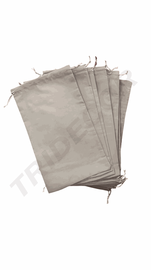 咖啡色亚麻布袋，带抽绳闭合 Bolsas de tela GRIS con cierre de cordón 35X21 cm ，12 unidades