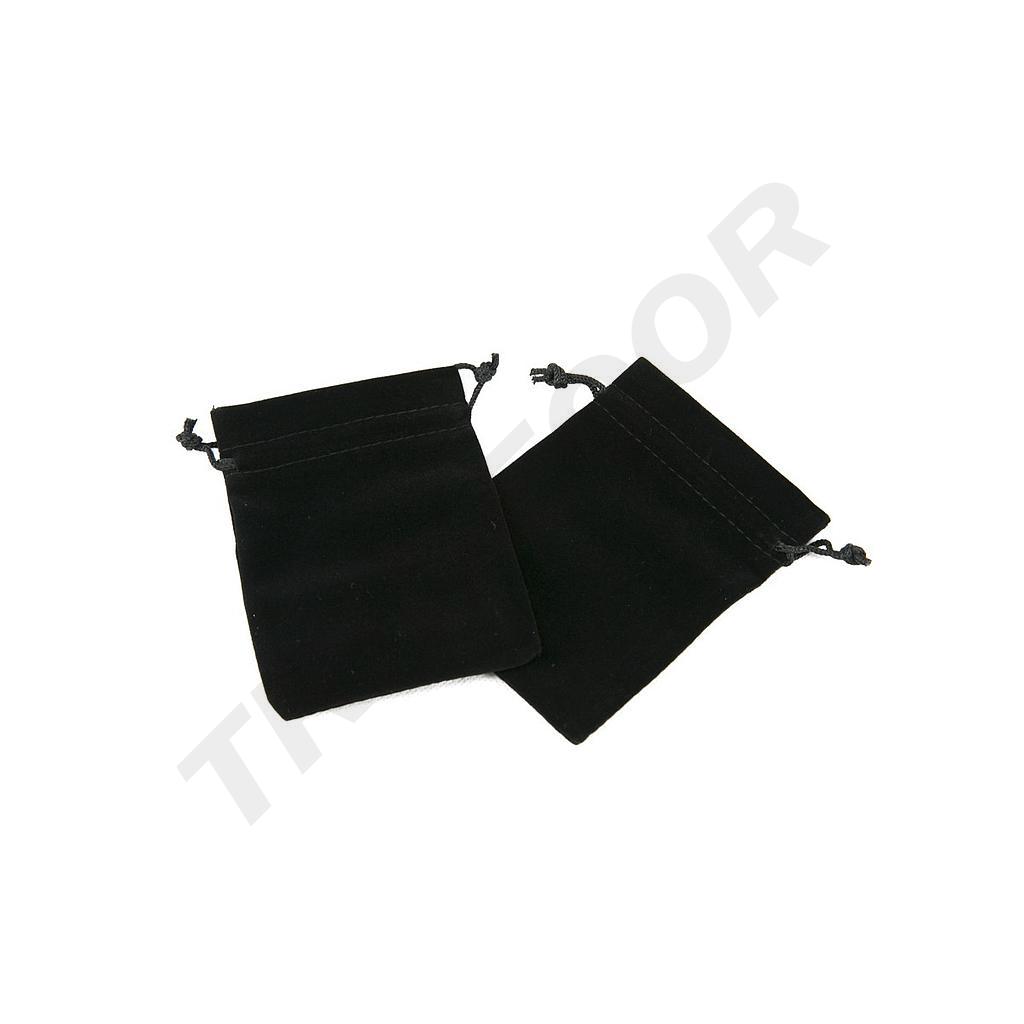 Bolsas Cierre Cordón En Terciopelo Negro 12x9 Cm -20Und