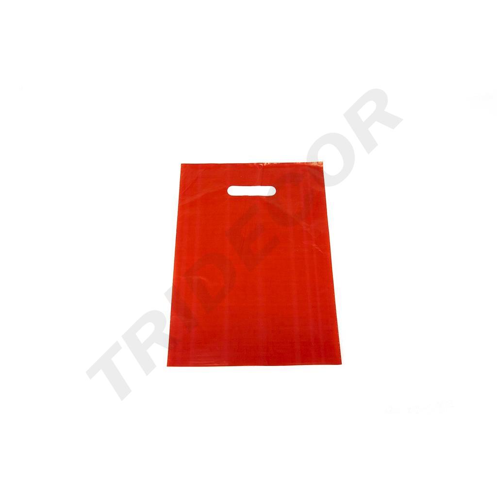 Red bag with die-cut handle 25X35 cm 100 units