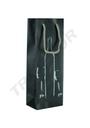 Bolsa de Papel Azul con Asa de Cordón para Botella de Vino, 36X13+8,5 CM, 25 Piezas