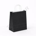 Sac de hârtie cu mâner încrețit negru, Celuloză, 27x12x37 cm, 25 bucăți