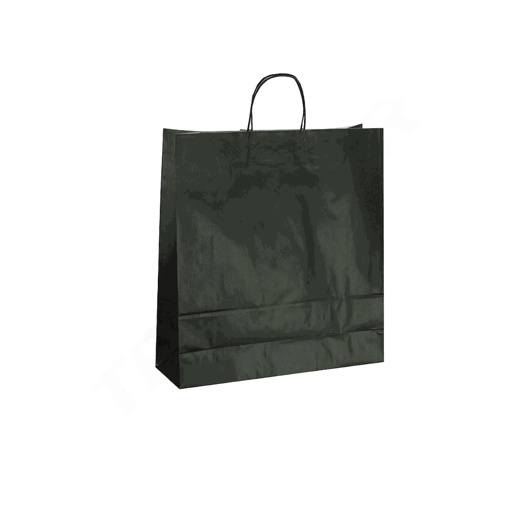 Sac de hârtie negru cu mâner ondulat 22X10X29 CM - 25 de unități