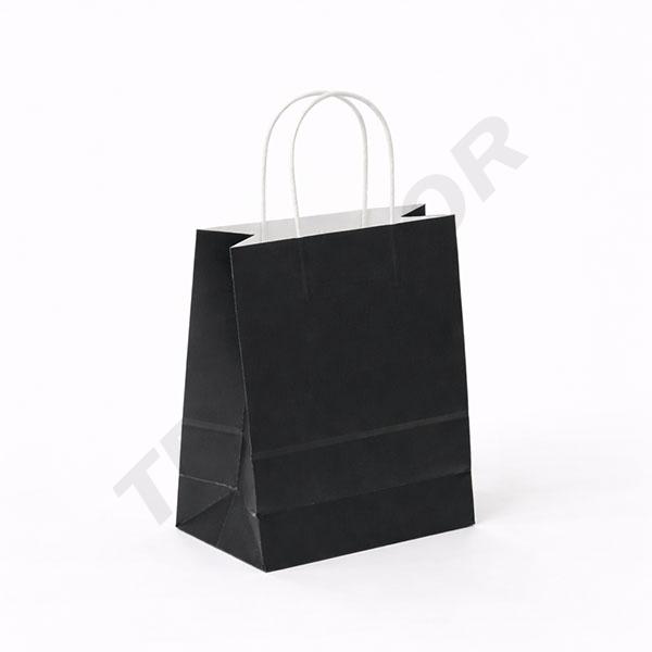 Saco de papel preto com alça encaracolada 22X10X29 CM - 25 unidades