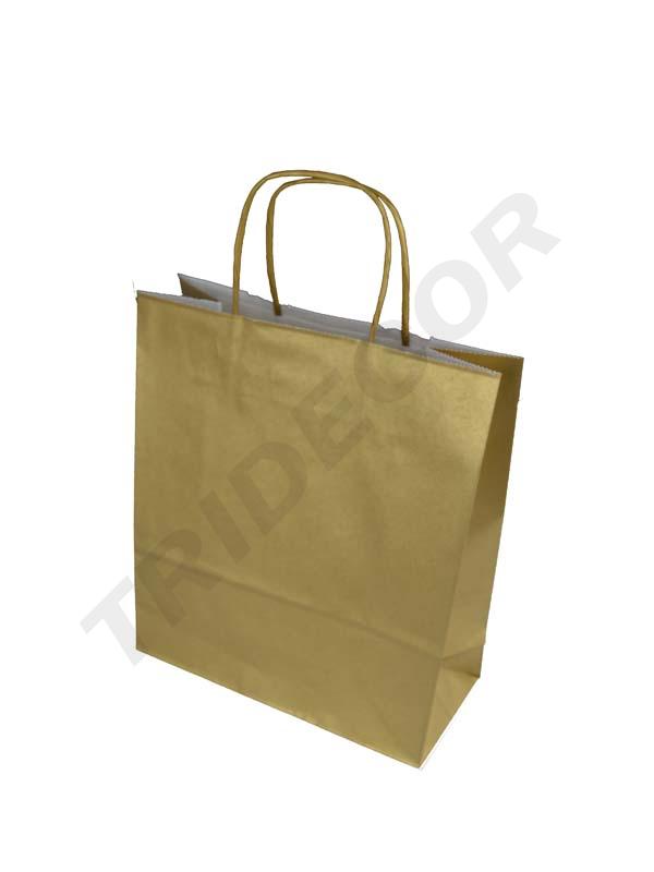 Bolsas De Papel Celulosa Doradas 32x13x41 Cm 25 Unidades