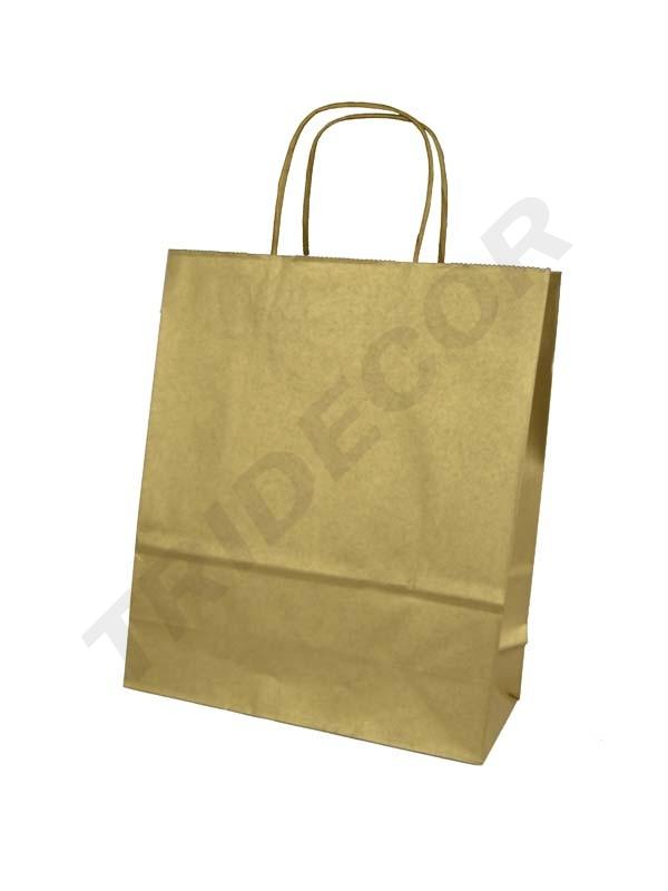 Sac en papier de cellulose avec poignée bouclée dorée 22X10X27CM 25 unités