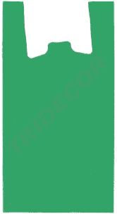 Pungă de plastic tip tricou verde 70% reciclată 42X53 cm