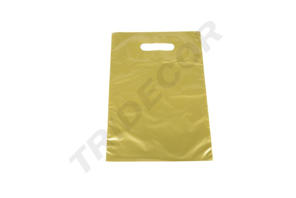 Bolsas Doradas Con Asa Troquelada 25X35 Cm 100 Unidades