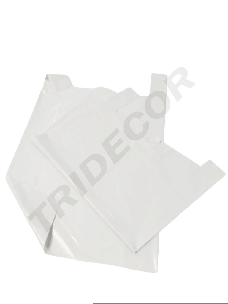 Saco plástico estilo T-shirt branco 70% reciclado 60X70 CM
