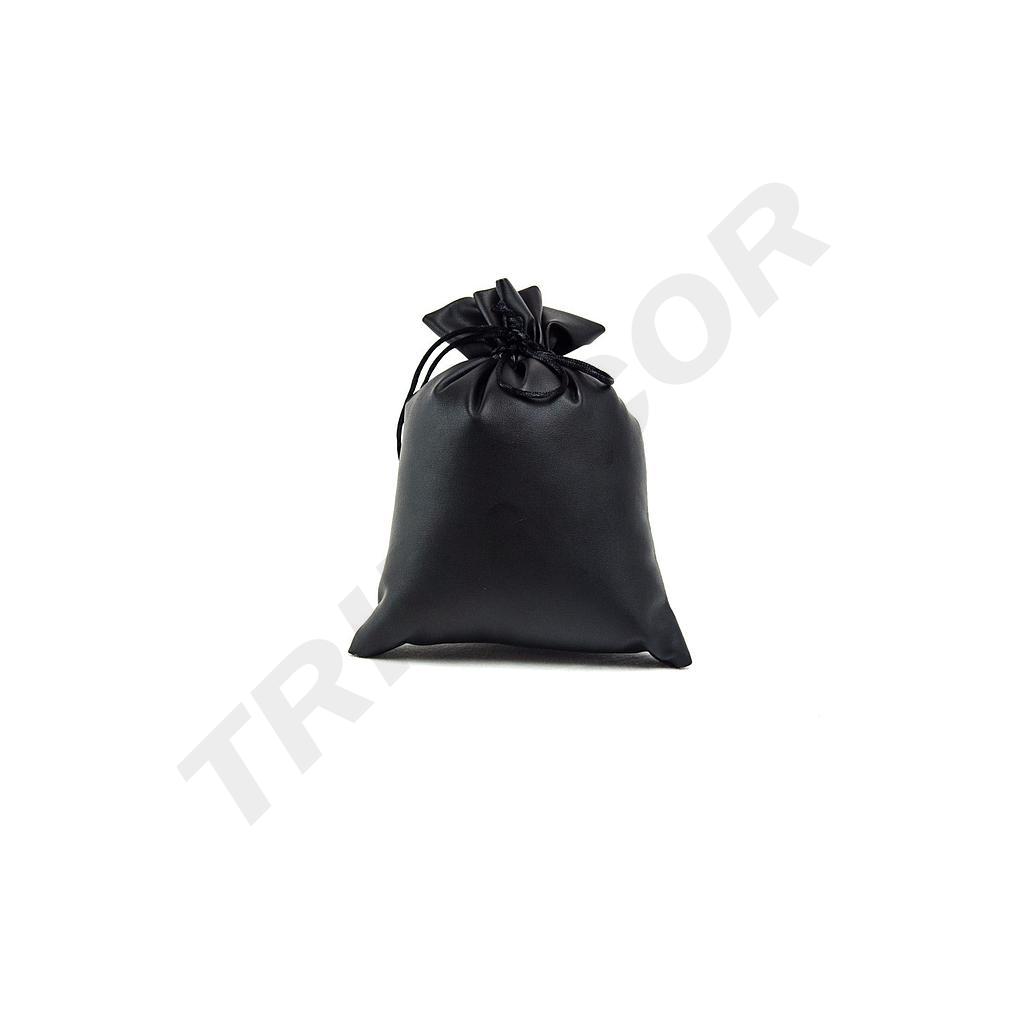 Bolsa de couro sintético preta 17X15CM