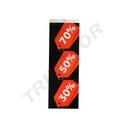CARTO DELLO SCONTO 70%, 50%, 30% ROSSO SU SFONDO NERO