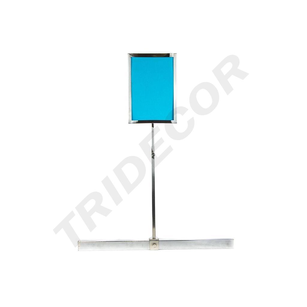 Soporte de Cartel Ajustable de Cromo A5 para Tubo Rectangular